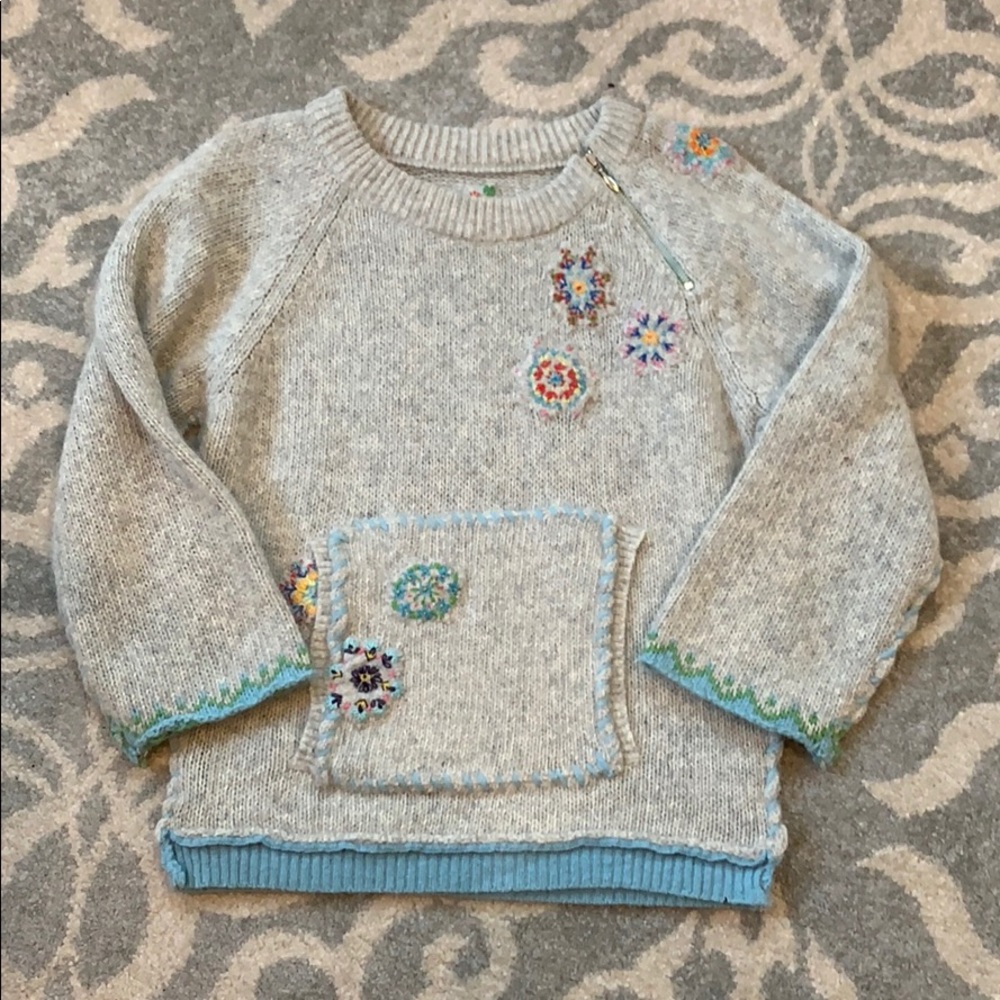 Free people wooo knit sweater with embroidery